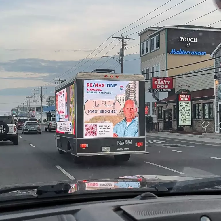 The mobile billboard truck on the road in Ocean City