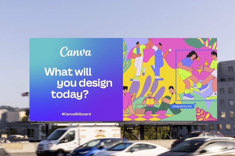 Canva billboard asking What will you design today