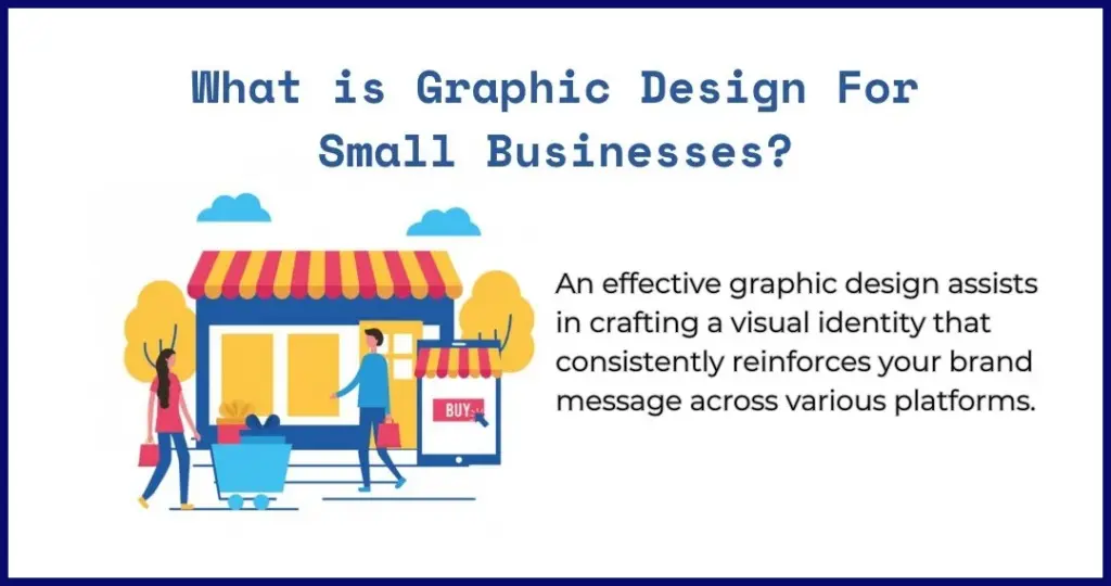 Infographic: what is graphic design for small businesses, a storefront illustration with explanation