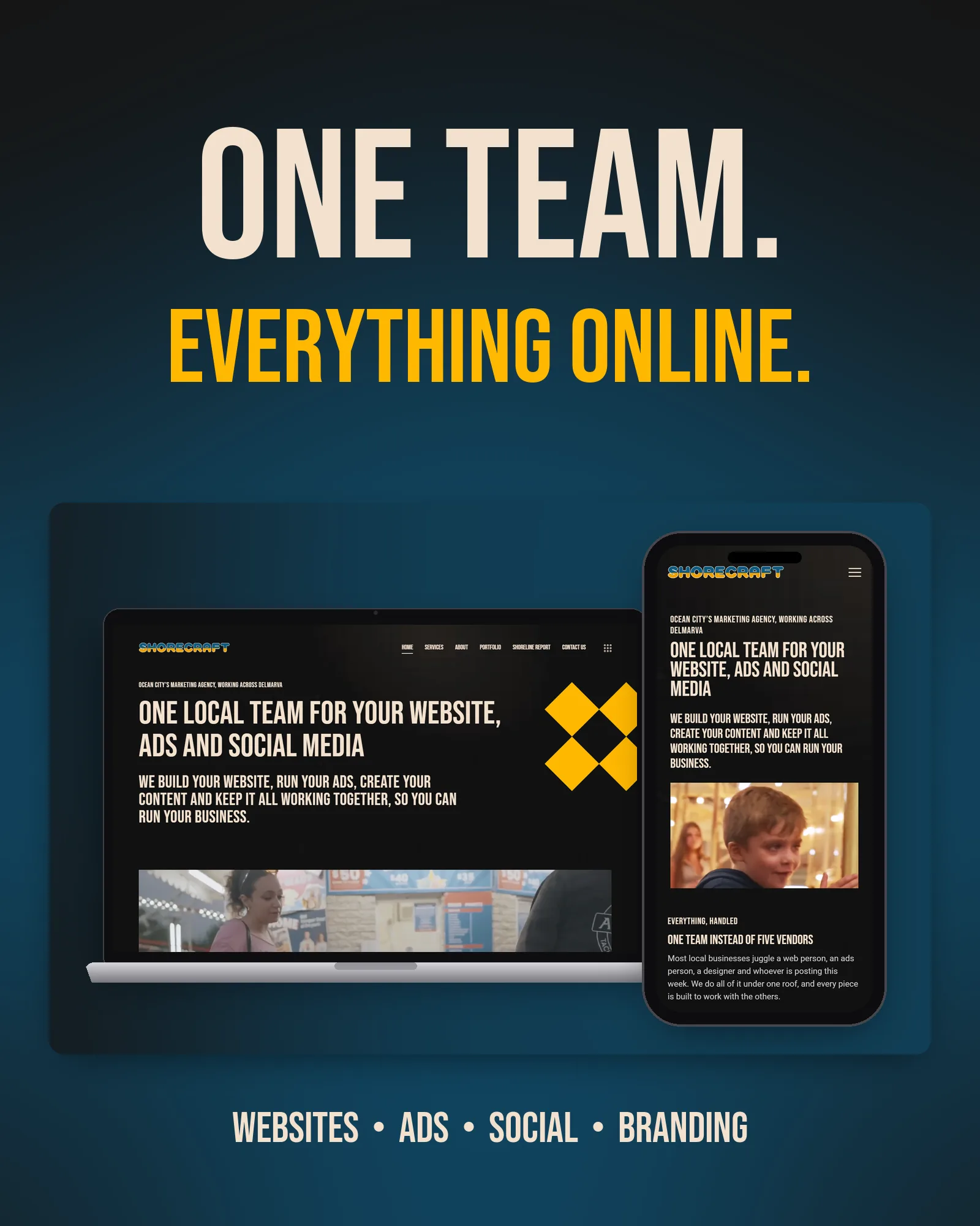 Shorecraft ad: Content creation is exhausting, we create your content so you can relax