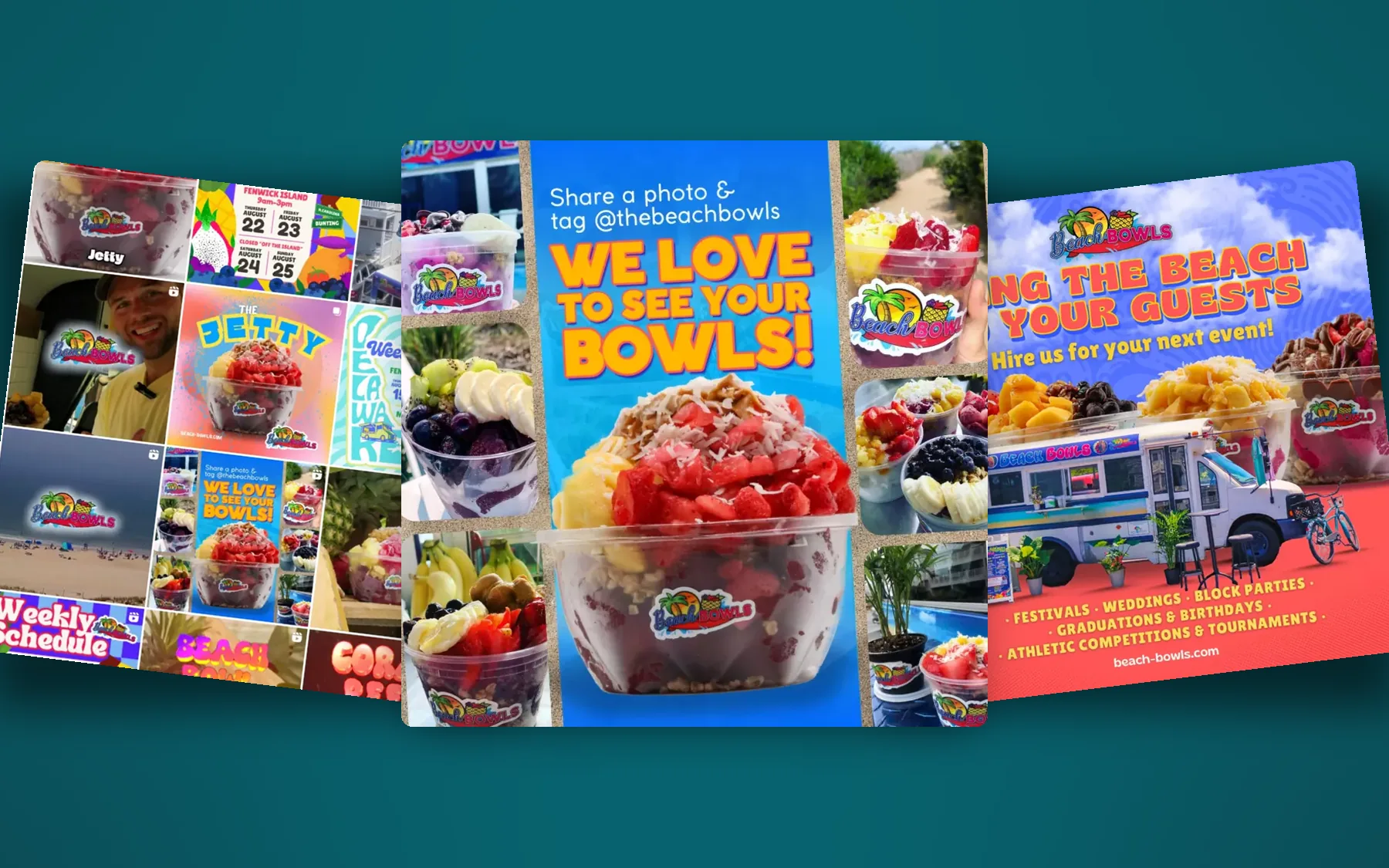 Beach Bowls social media posts
