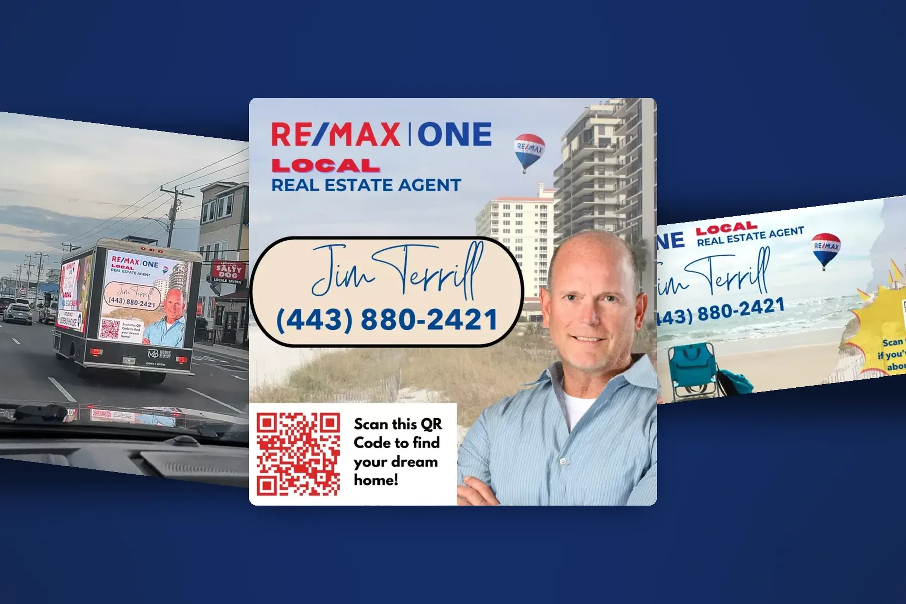 Print and billboard ads designed by Shorecraft for Jim Terrill, RE/MAX