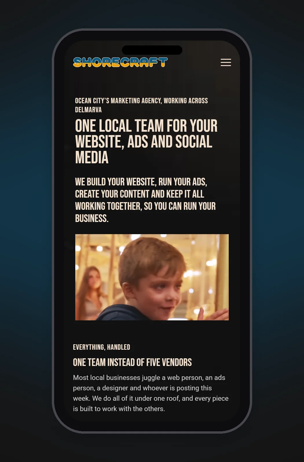 The Shorecraft website on a phone
