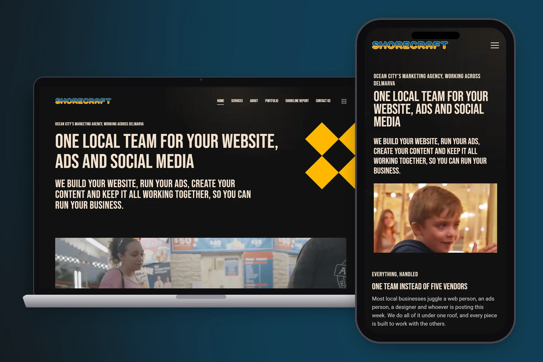 The Shorecraft website on a laptop and phone